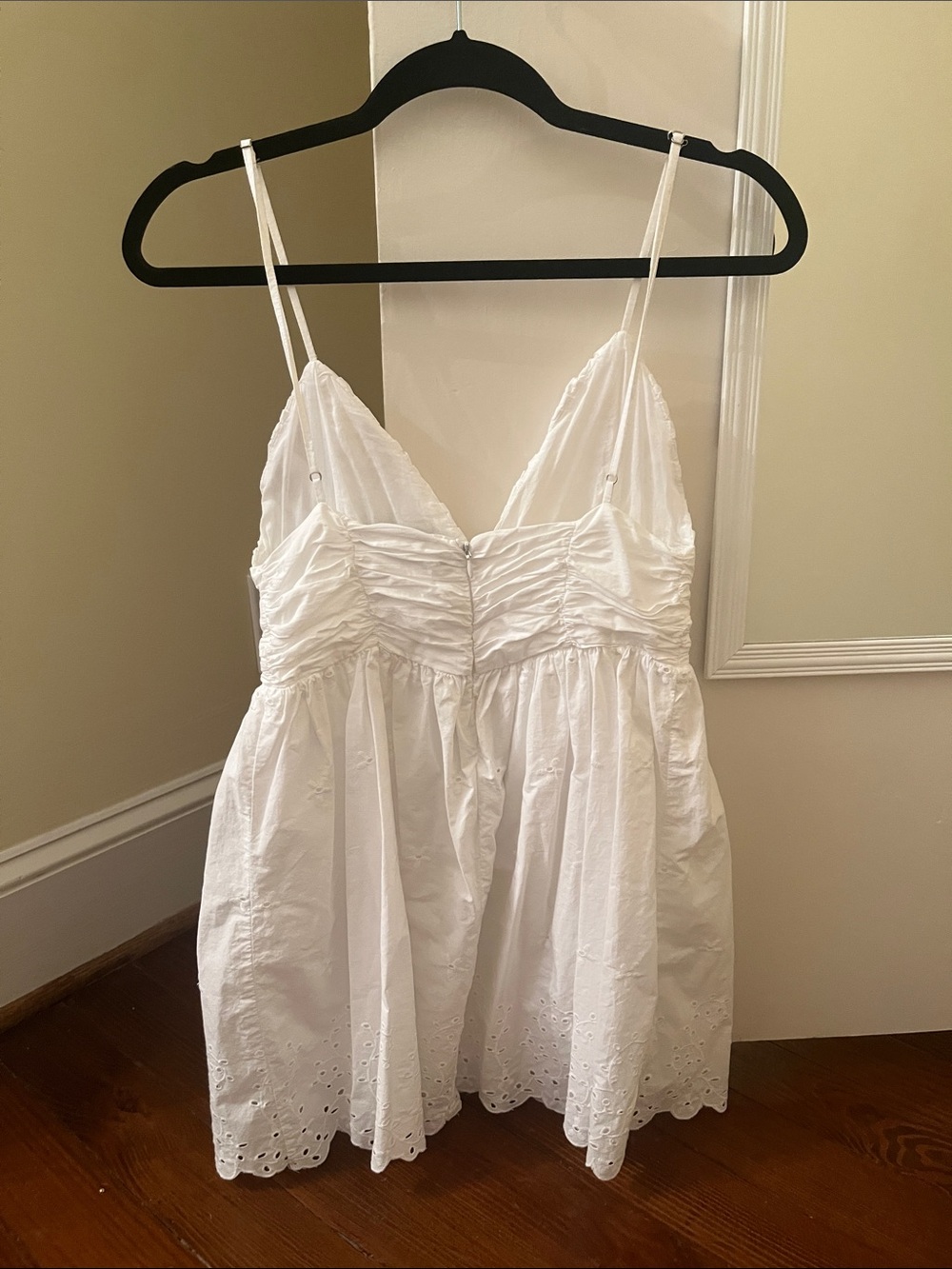 Zara White Eyelet Babydoll Mini Dress Size M - Picture 6 of 7